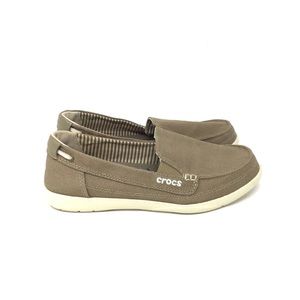 Crocs | Walu Canvas Loafers Slip On Khaki/Stucco 6